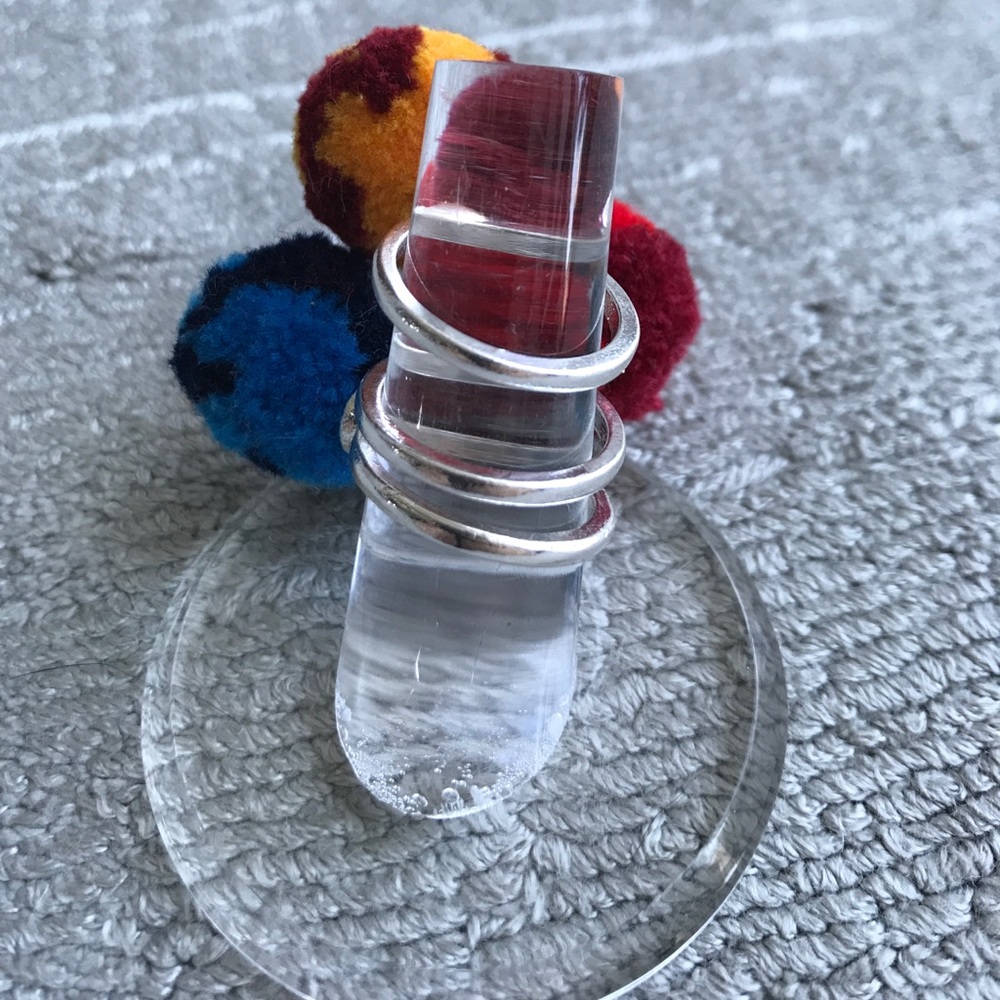 Handmade Costume Baldor Pom Pom Ring Trio Tie Dye Multi - Picture 7 of 8